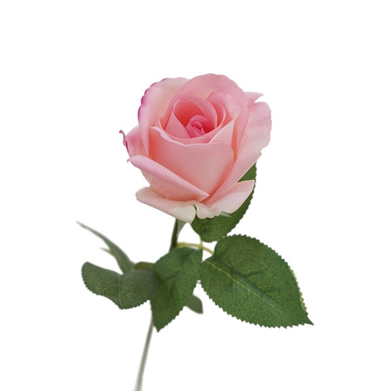 19" Single Stem Faux Silk Rose, Realistic Artificial Flower for Home Decor, Weddings & Events