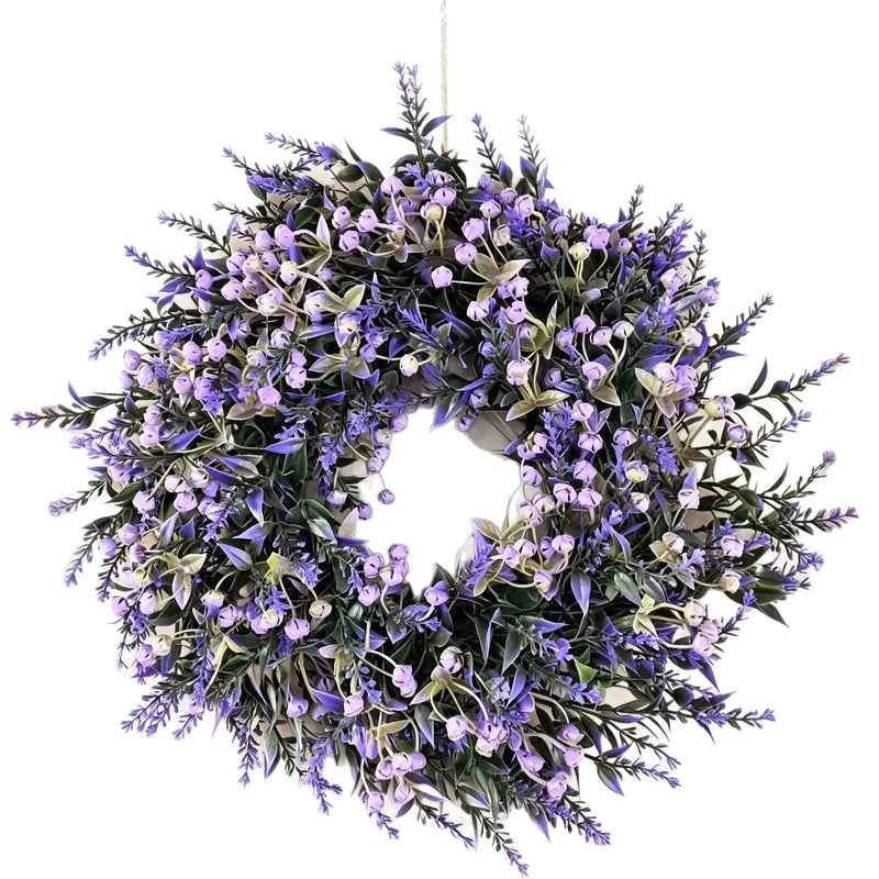 Artificial Purple Lavender Baby's Breath Wreath, 12" Height, Plastic Material, Perfect for Home Decor, Weddings, and Office Arrangements