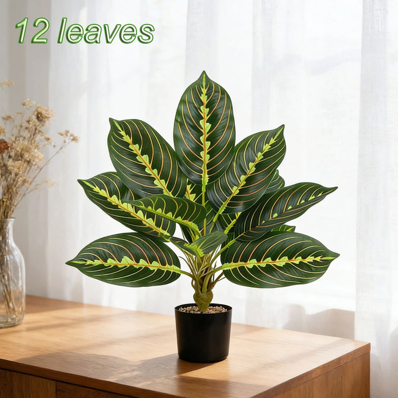 17" Artificial Traveler's Palm Bush with 12 Realistic Leaves, Indoor/Outdoor Decor for Home, Office & Events