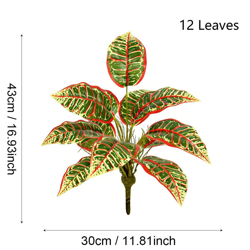 Artificial Croton Bush, 16" Faux Plastic Croton Plant for Home Decor, Wedding Centerpieces, Office & Commercial Spaces