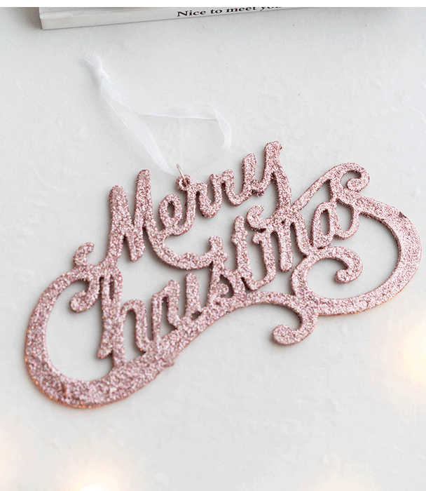 Bulk Glitter Merry Christmas Word Sign Hanging Ornaments for Window Tree Wall Home Decor Wholesale