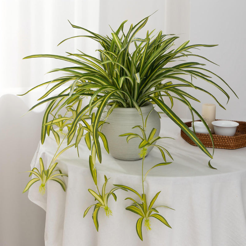 Artificial Trailing Spider Plant Vine, 26" Long Bendable Stem with 40 Leaves, Realistic Faux Hanging Plant for Home Decor, Wedding & Events