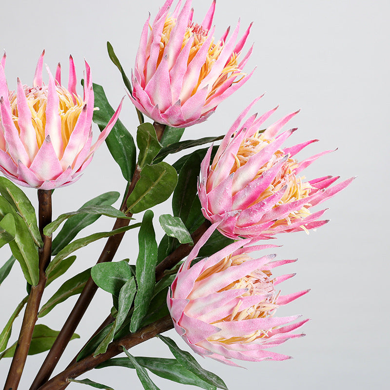 Single Stem Faux Protea Flower, 22" Tall, Plastic, for Home Decor, Weddings, and Events