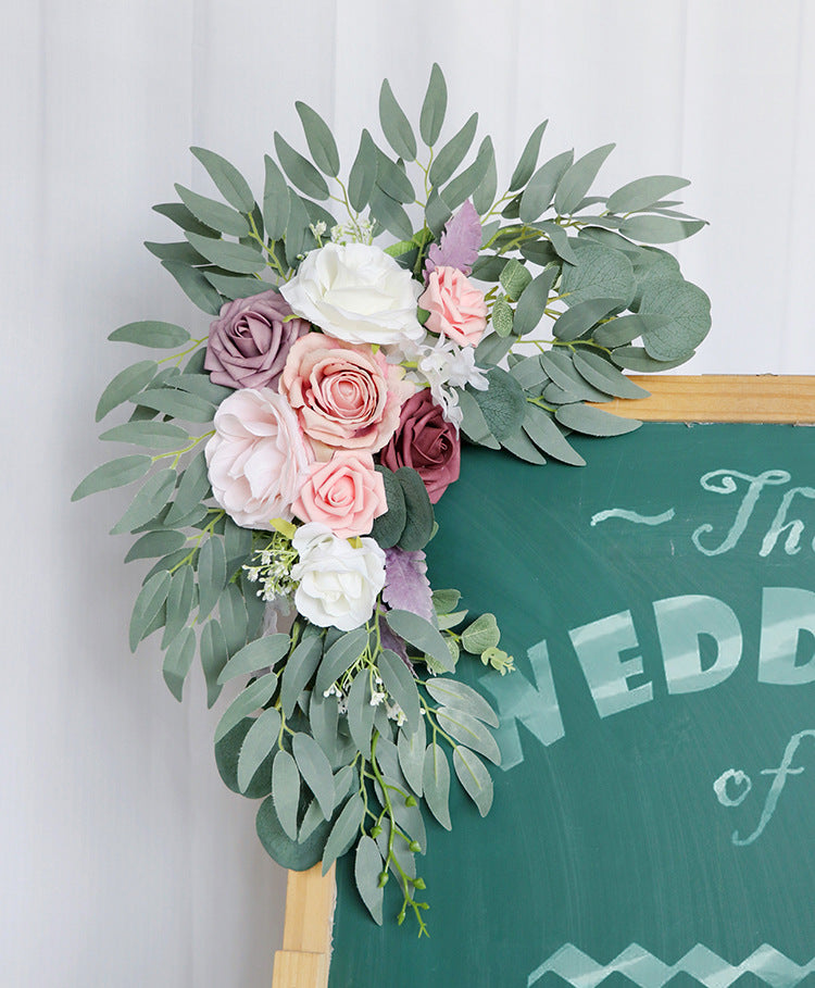 Flor artificial a granel Swag boda arco ceremonia de bienvenida signo y recepción telón de fondo decoración Floral al por mayor