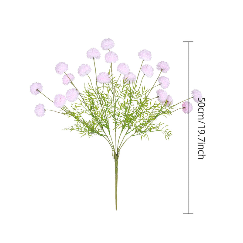 Artificial Chrysanthemum Bush with 21 Pom Pom Blooms, Faux Silk Floral Stem for Wedding, Vase Arrangements & Home Decor