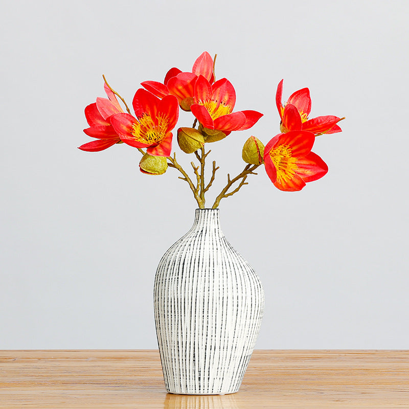 Single Stem Kapok Artificial Flower, 17" Tall with 4 Blooms, Faux Silk for Home Decor, Weddings & Events