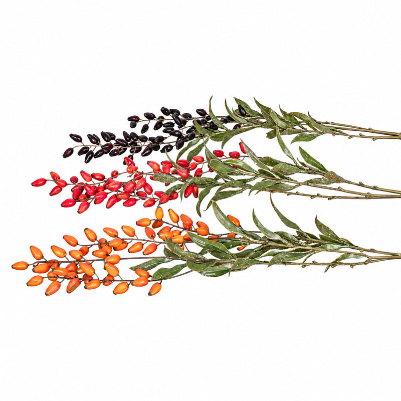 33" Artificial Goji Berry Bush, Realistic Fake Berry Stems for Home Decor, Weddings & Events