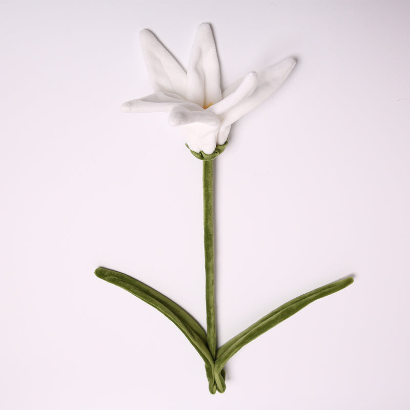 Faux Lily Single Stem, 20" Tall with 3" Bloom, Fluffy Fabric Realistic Artificial Flower for Home Decor, Weddings & Events