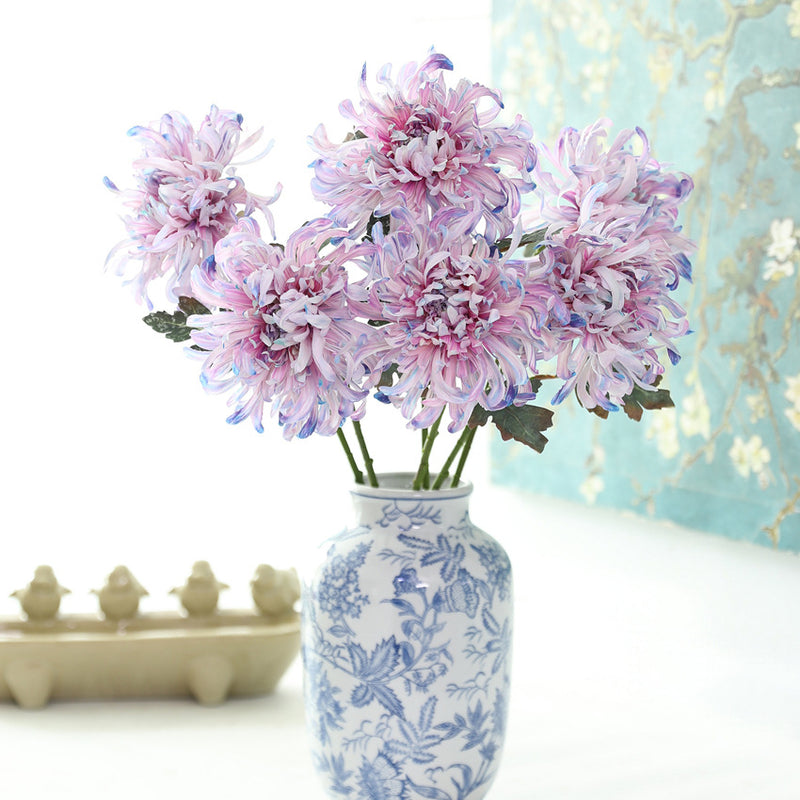 Artificial Peony Chrysanthemum Single Stem, Faux Silk Fabric Flower with Bendable Stem, Home Decor & Holiday Display