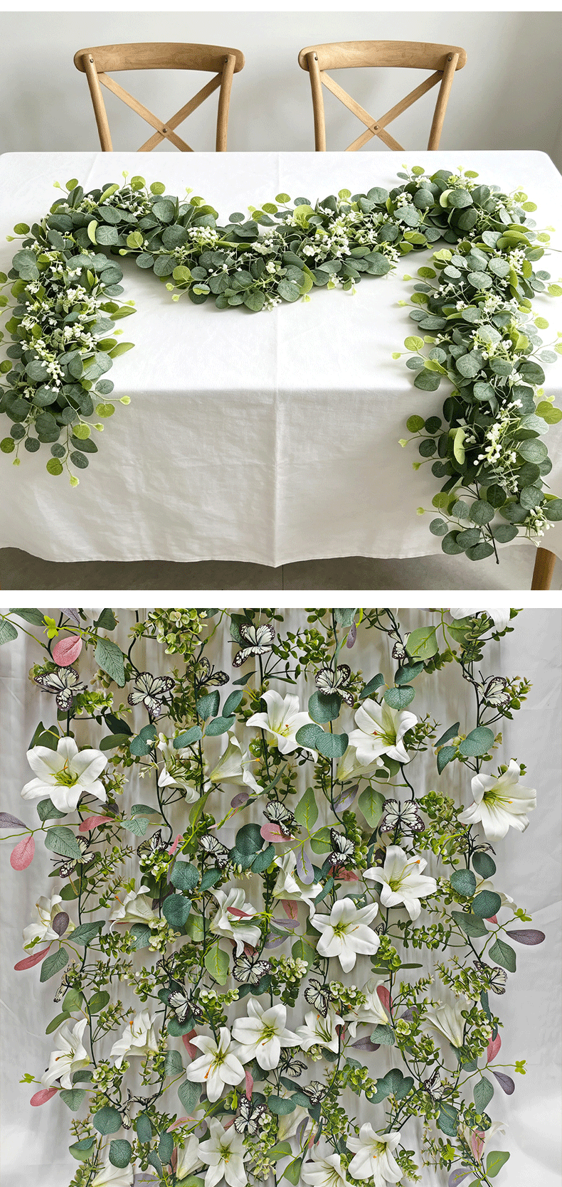Artificial Ivy Vine Garland, Single Faux Silk Money Leaf & Eucalyptus Trailing Greenery for Wedding, Home & Window Display