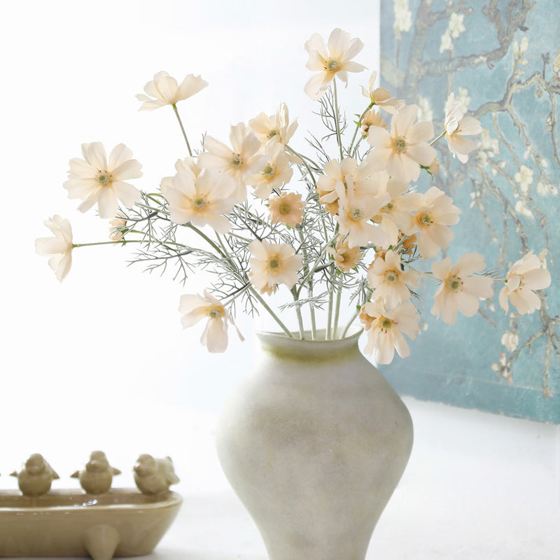 Artificial Cosmos Flowers, 6-Bloom Bush with Silk-Like Petals, 24" Tall for Home Decor, Weddings & Events
