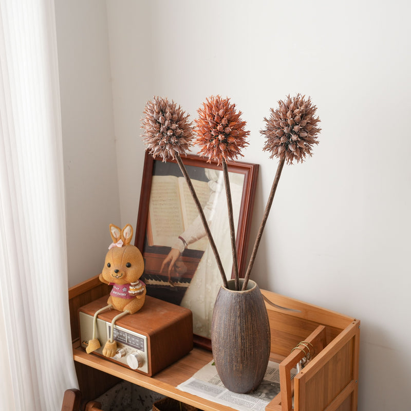 Artificial Bromeliad Fruit Stem, Single Stem Faux Allium Ball Flower, Modern Home, Wedding & Event Decor
