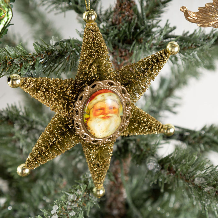 Bulk Christmas Ornaments Gold Leaf Cross Hexagon Glass Pendant Decoration Wholesale