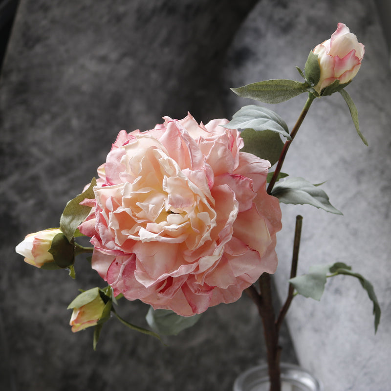 Luxury Peony Bush with 4 Blooms, 24" Tall Artificial Silk Flowers for Wedding Centerpieces, Home Decor & Events