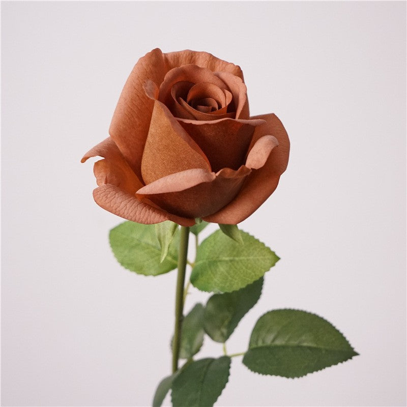 19" Single Stem Faux Silk Rose, Realistic Artificial Flower for Home Decor, Weddings & Events