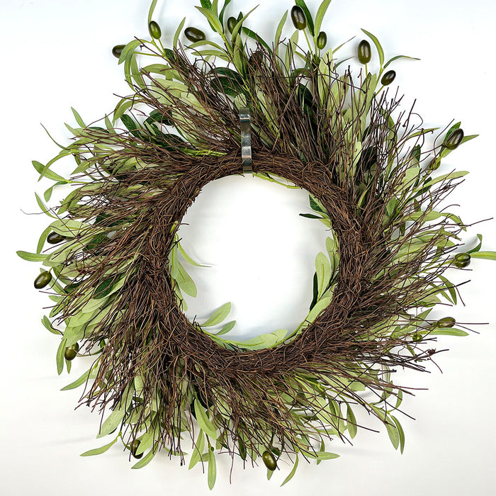 Bulk 20 inches Olive Leaves Wreath with Fruits Wreath for Front Door Wholesale