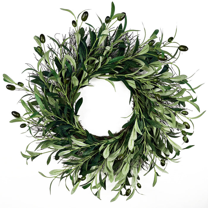 Bulk 20 inches Olive Leaves Wreath with Fruits Wreath for Front Door Wholesale