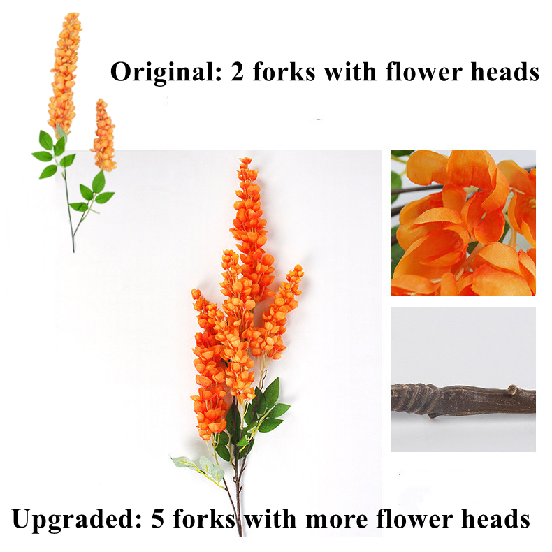 Bulk 3pcs Gradient Terracotta Wisteria Artificial Flowers Hanging for Wedding Home Decor Wholesale
