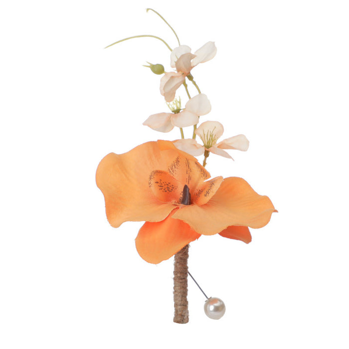 Boutonnieres de orquídeas a granel para novios y padrinos de boda
