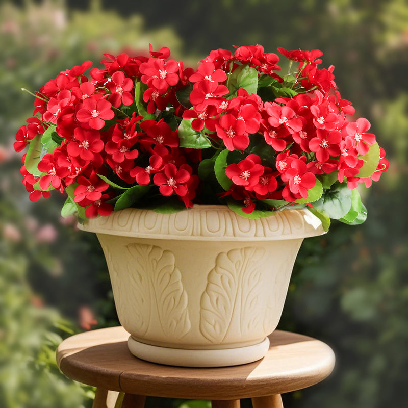 Bulk 2025 Upgraded 16” Outdoor Artificial Begonia Flowers 24 Stems UV Resistant Plants Wholesale