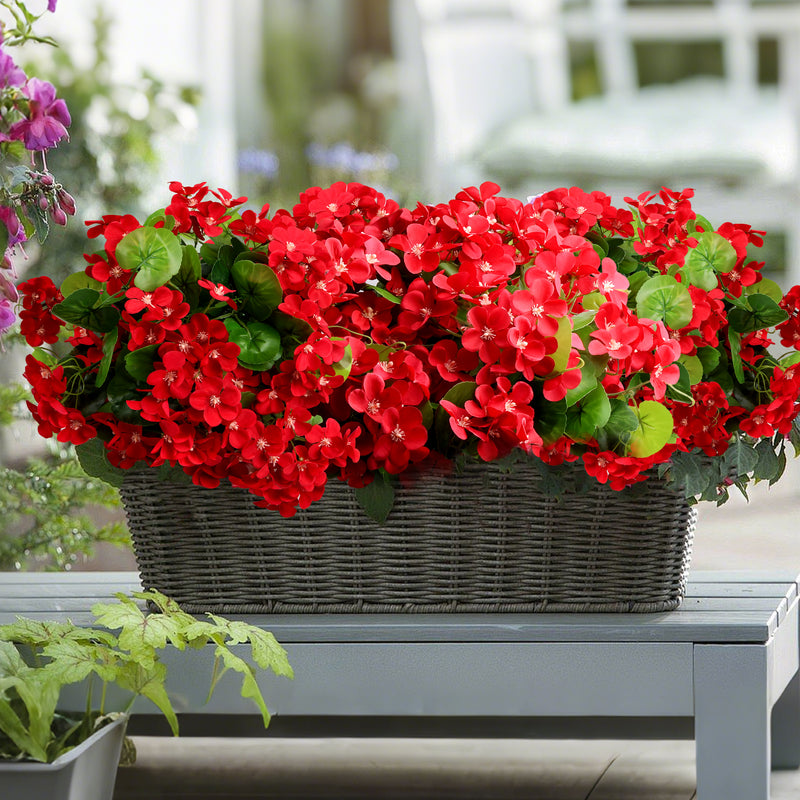 Bulk 2025 Upgraded 16” Outdoor Artificial Begonia Flowers 24 Stems UV Resistant Plants Wholesale