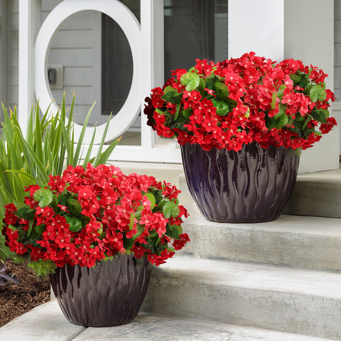 Bulk 2025 Upgraded 16” Outdoor Artificial Begonia Flowers 24 Stems UV Resistant Plants Wholesale