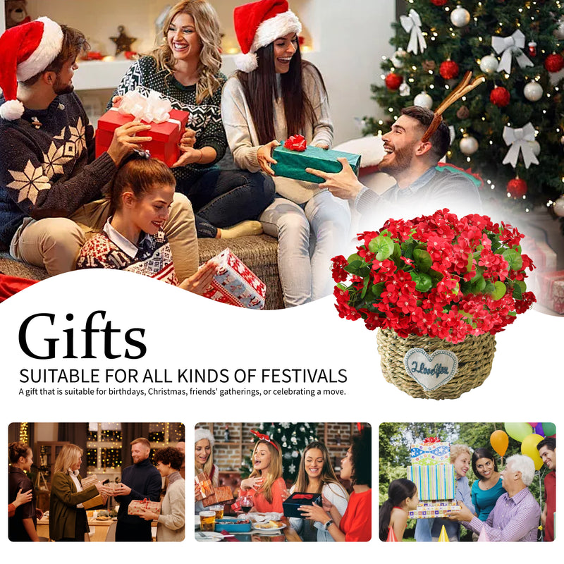 Bulk 2025 Upgraded 16” Outdoor Artificial Begonia Flowers 24 Stems UV Resistant Plants Wholesale