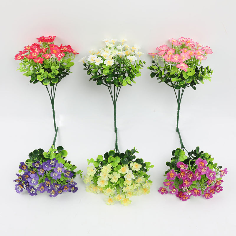 Flores artificiales a granel de 10 ", Oxalis para exteriores, resistentes a los rayos UV, plantas falsas para exteriores, venta al por mayor 