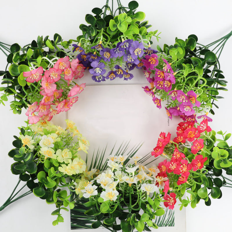 Flores artificiales a granel de 10 ", Oxalis para exteriores, resistentes a los rayos UV, plantas falsas para exteriores, venta al por mayor 