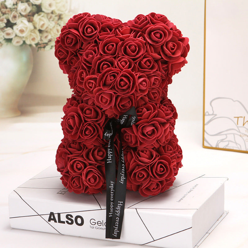 Bulk PE Rose Bear Artificial Foam Flowers Handmade Gift for Her Creative Gifts For Valentines Day Wholesale