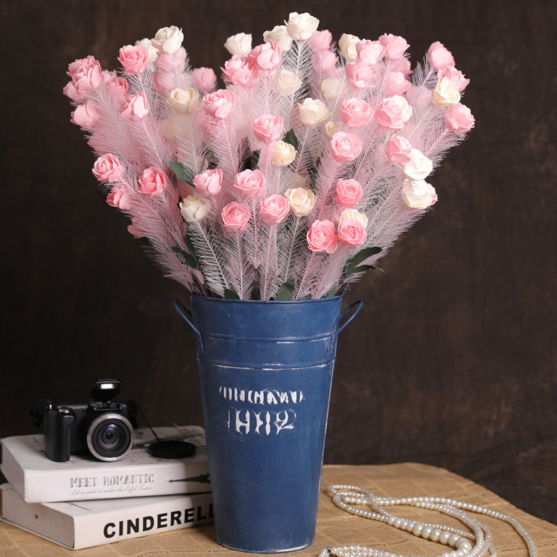 Bulk 30Pcs 21" PE Rose Feather Bouquet for Wedding Flower Arrangements Wholesale