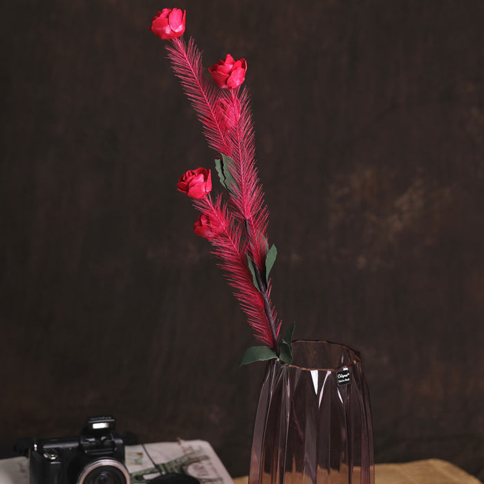 Bulk 30Pcs 21" PE Rose Feather Bouquet for Wedding Flower Arrangements Wholesale