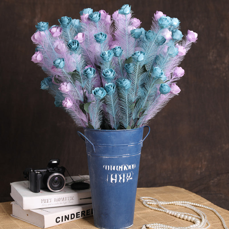 Bulk 30Pcs 21" PE Rose Feather Bouquet for Wedding Flower Arrangements Wholesale