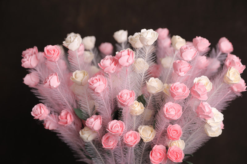 Bulk 30Pcs 21" PE Rose Feather Bouquet for Wedding Flower Arrangements Wholesale