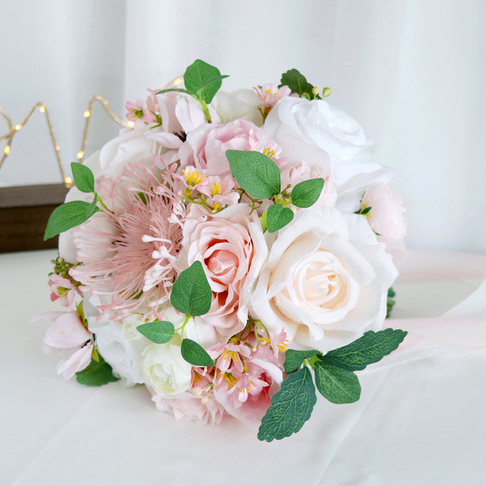 Bulk 11" Pink Round Wedding Bridal Bouquets Rose Peony Bouquet Wholesale