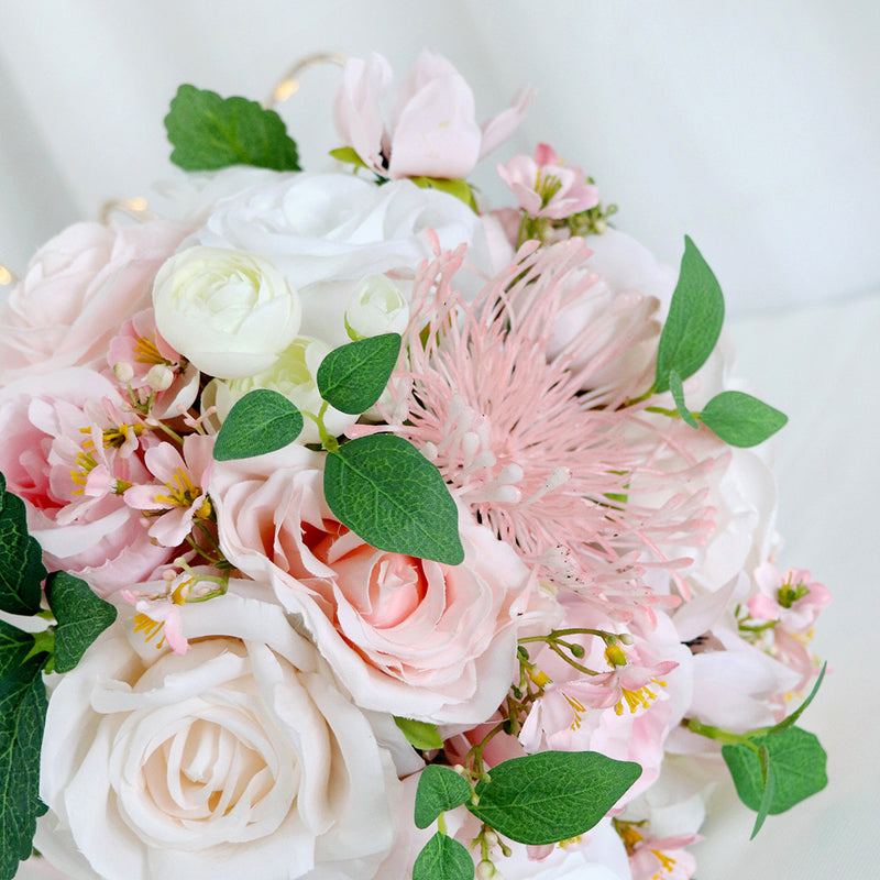 Bulk 9" Wedding Bridal Bouquets Rose Peony White and Pink Bouquet Wholesale