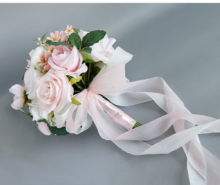 Bulk 9" Wedding Bridal Bouquets Rose Peony White and Pink Bouquet Wholesale