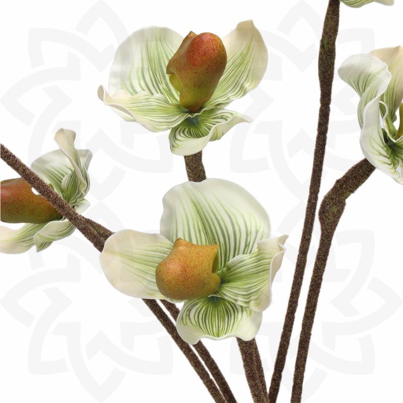 Fleurs artificielles Paphiopedilum Real Touch en vrac de 19 pouces en gros 