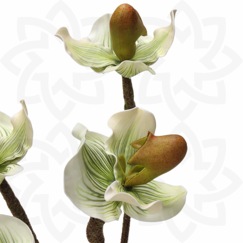 Fleurs artificielles Paphiopedilum Real Touch en vrac de 19 pouces en gros 