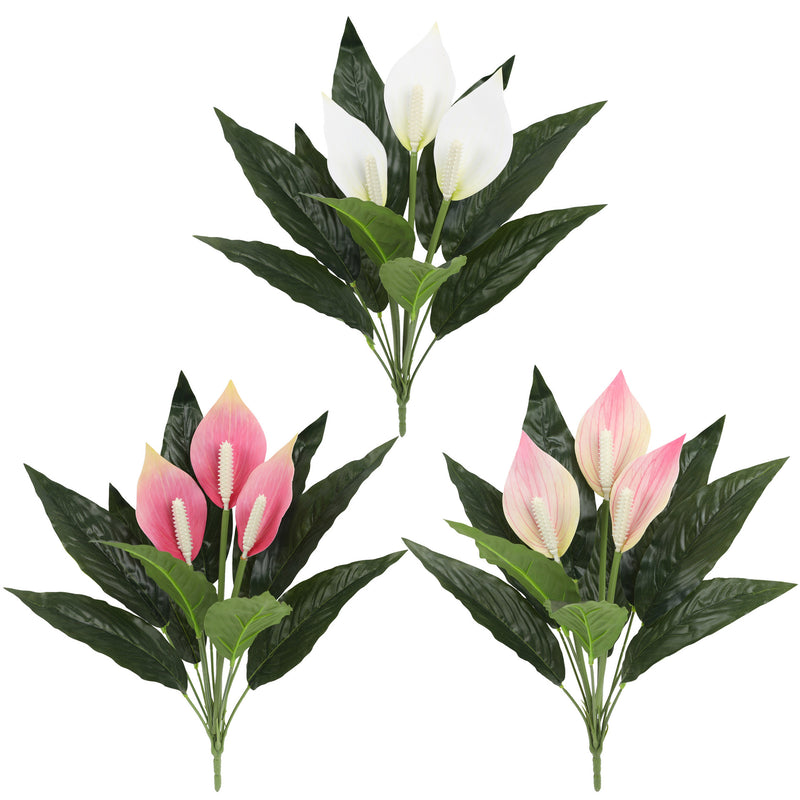 Venta al por mayor artificial a granel de la planta artificial de Spathiphyllum Bush del lirio de la paz 