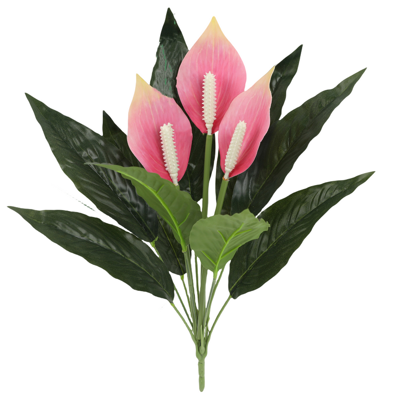 pink peace lily plant Bulk Peace Lily Bush Flowers Spathiphyllum Artificial Plants UV Resist — Artificialmerch