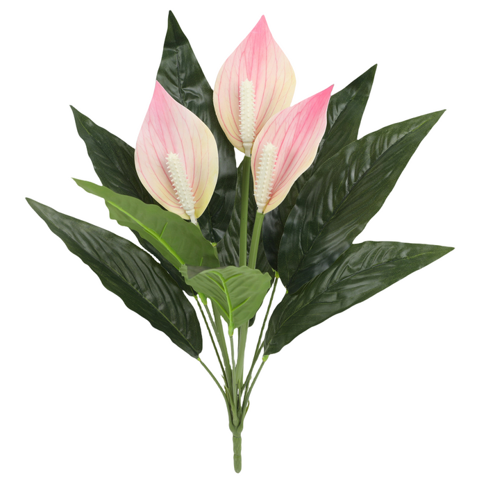 Bulk Peace Lily Bush Flowers Spathiphyllum Artificial Plants UV Resistant for Outdoors Wholesale