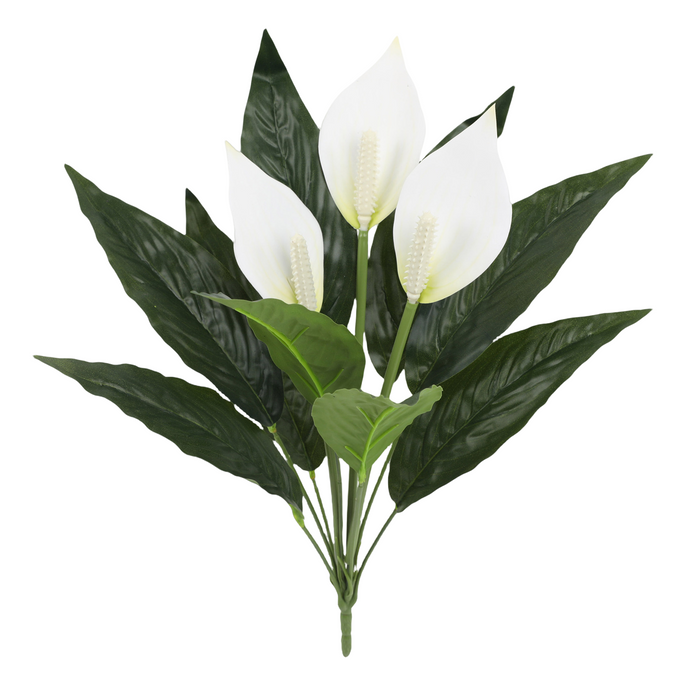 Bulk Peace Lily Bush Flowers Spathiphyllum Artificial Plants UV Resistant for Outdoors Wholesale