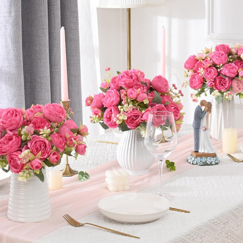 Lot de 4 bouquets de pivoines artificielles de 12 pouces, vente en gros