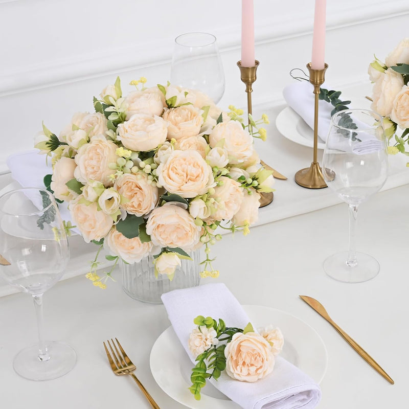 Lot de 4 bouquets de pivoines artificielles de 12 pouces, vente en gros