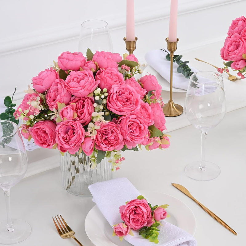 Lot de 4 bouquets de pivoines artificielles de 12 pouces, vente en gros