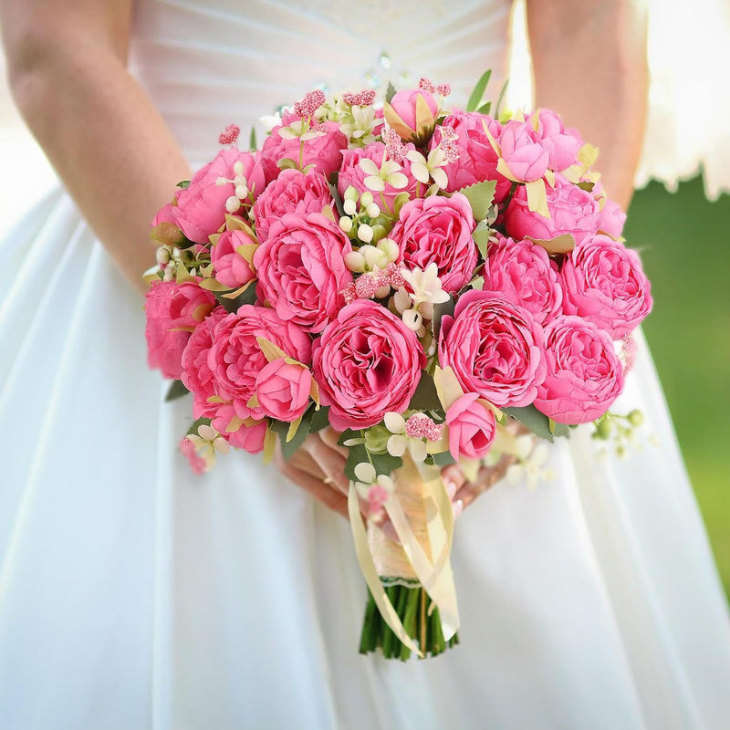 Lot de 4 bouquets de pivoines artificielles de 12 pouces, vente en gros