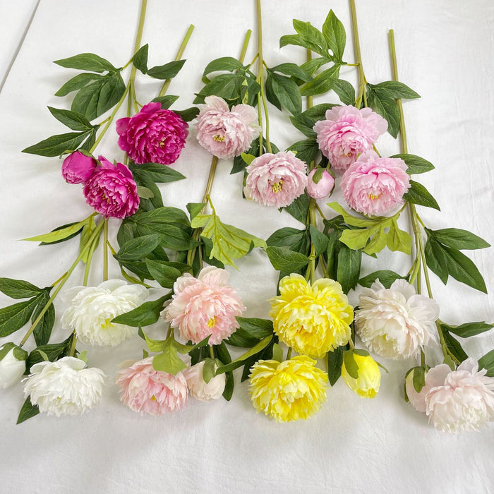 Bulk 27.5 inches Tall Peony Silk Flower Stem Faux Floral Arrangements Wholesale