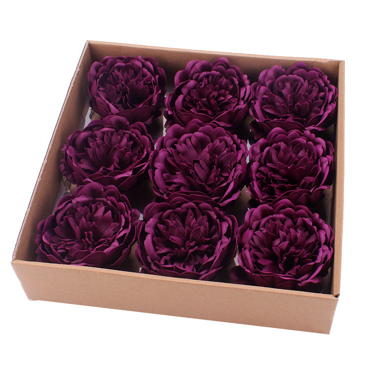 Lot de 9 grandes têtes de fleurs de savon pivoine en vrac, boîte cadeau pour maman et femme, vente en gros