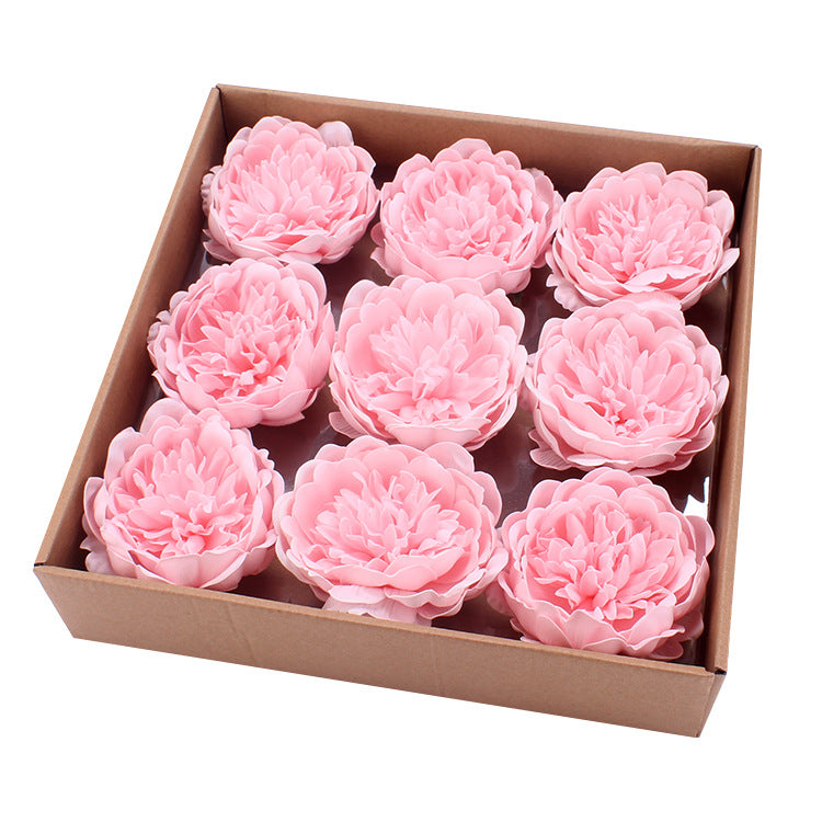 Lot de 9 grandes têtes de fleurs de savon pivoine en vrac, boîte cadeau pour maman et femme, vente en gros